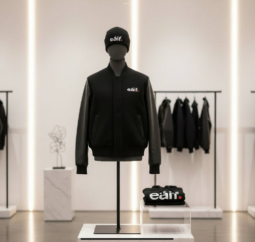 eáif 🔴 wool and leather varsity jacket ￼