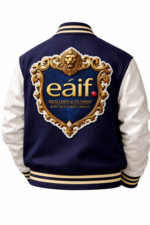 eáif 🔴 wool and leather varsity jacket ￼