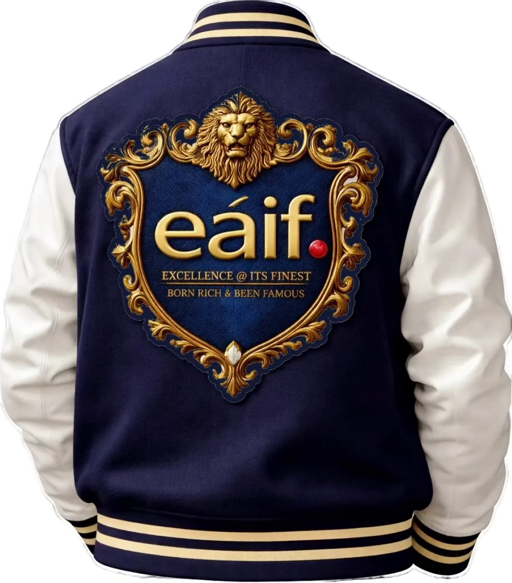 eáif 🔴 wool and leather varsity jacket ￼