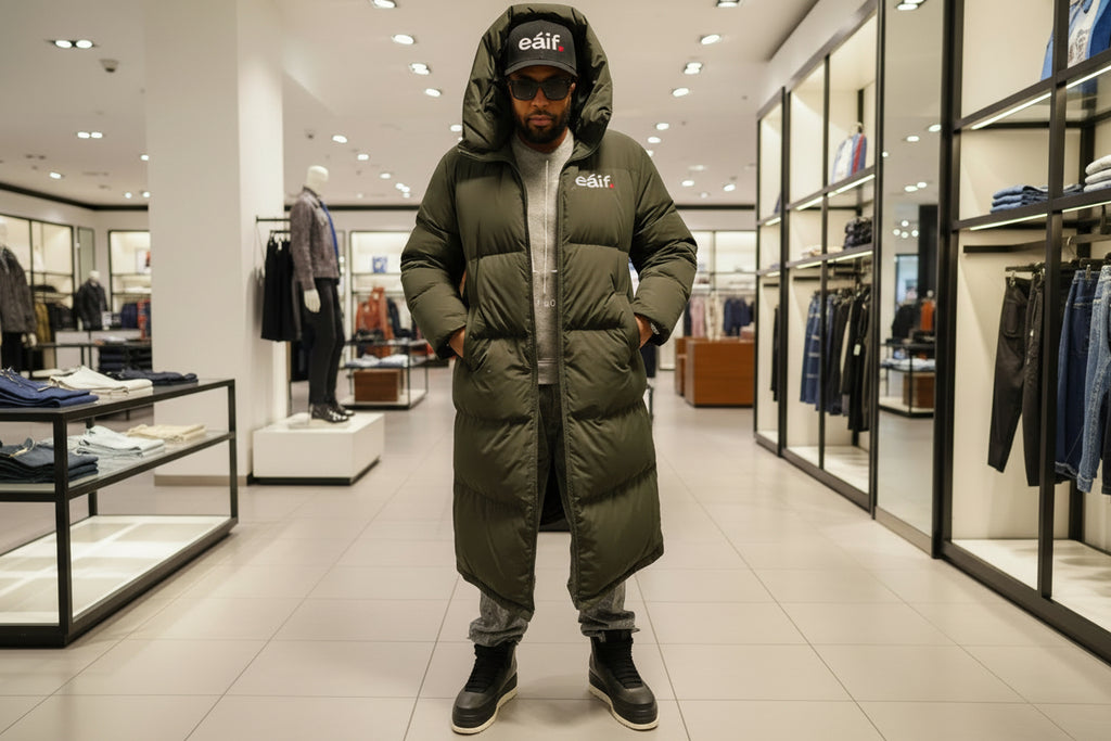 100% Goose Down extremely warm, full length 4 quarter windproof waterproof nylon fabric inside durable outside texture. Limited pieces only